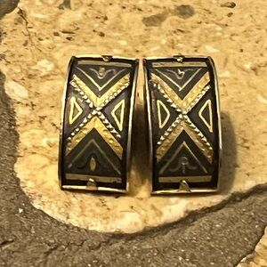 Vintage Damascene Clip on Earrings